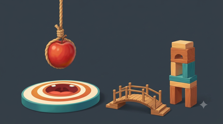 Physics Puzzles on Spoty: Apples, Bridges, and Towers